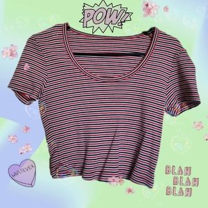 Red Blue Stripe Crop